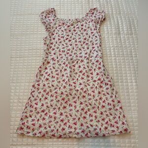 Abercrombie Kids White and Pink Floral Cap Sleeve Dress